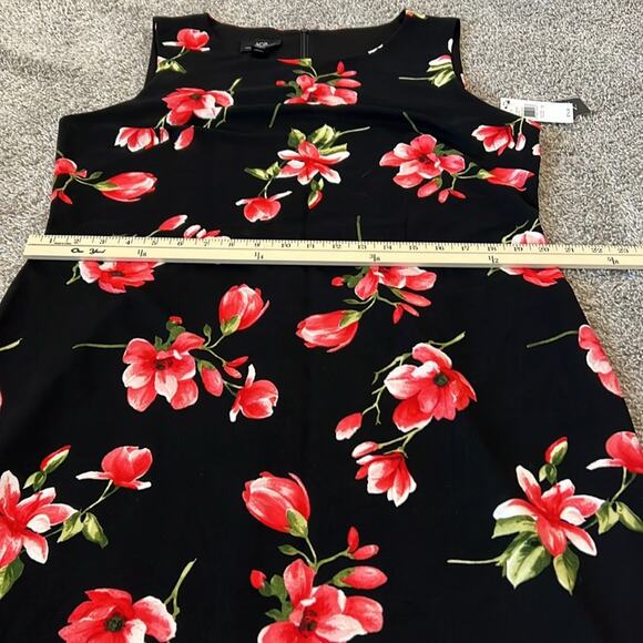 NWT $74 AGB Plus Size 16 Essential Sheath Black Red Floral Dress Career Midi - Picture 15 of 16